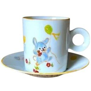 Set: DEMITASSE Bunny cup and sauce, Flowers, Balloons Espresso demitasse 4oz